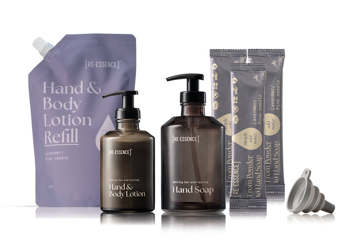 BUNDLE HAND SOAP STARTER SET + LOTION + LOTION REFILL LAVENDER/PINE NEEDLE